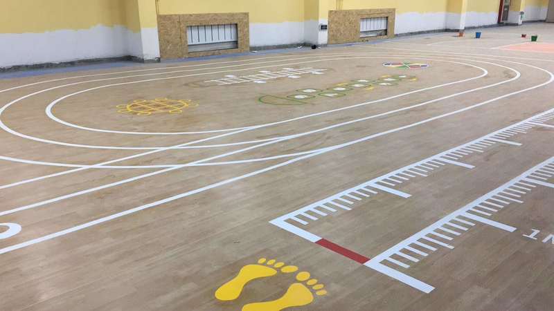 陕西西安少儿体能训练馆和儿童篮球场，用4.5枫木纹814平米